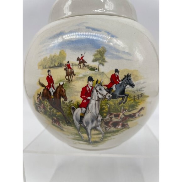 Vtg Ginger Jar Burleigh Ironstone Staffordshire England Fox Hunt - Picture 3 of 9